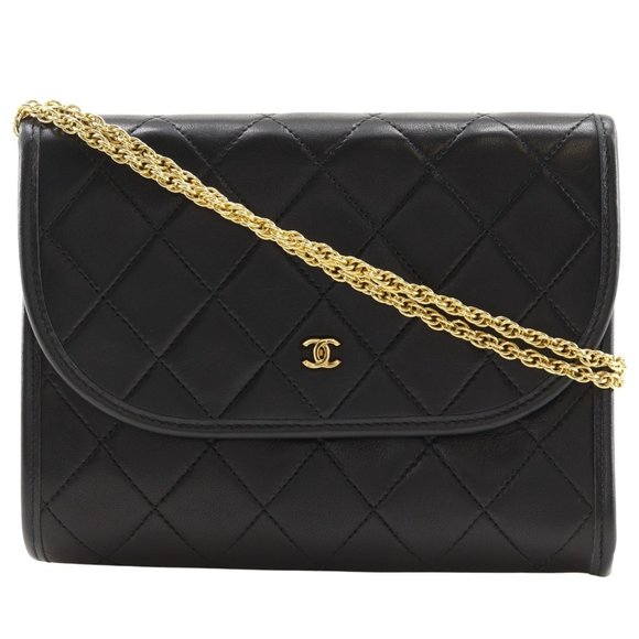 CHANEL Black Lambskin Leather Shoulder Bag - Picture 1 of 13